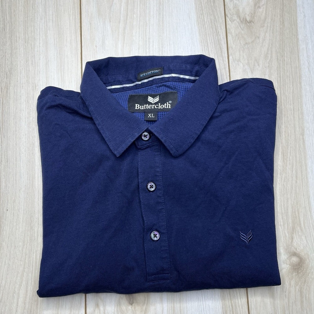 Butter Cloth Long Sleeve 100% Cotton Polo Shirt Purple Mens Size XL X-Large